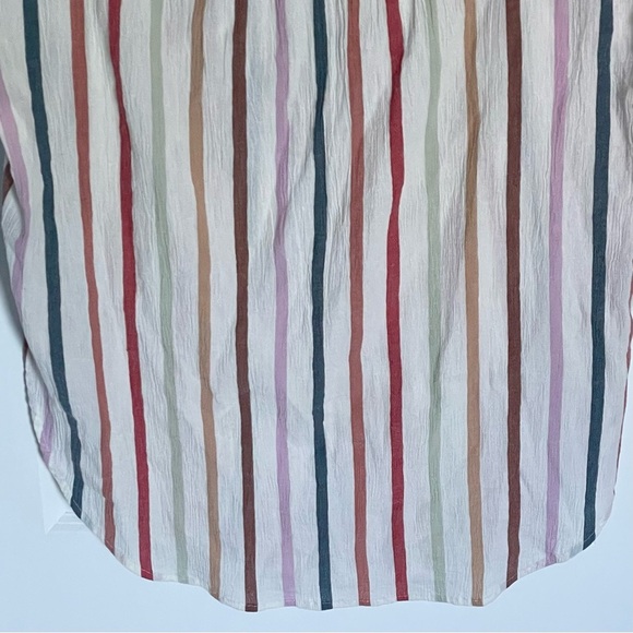 Madewell Gauze Central Button Down Tunic Shirt in Rainbow Stripe 35927 - Picture 14 of 15
